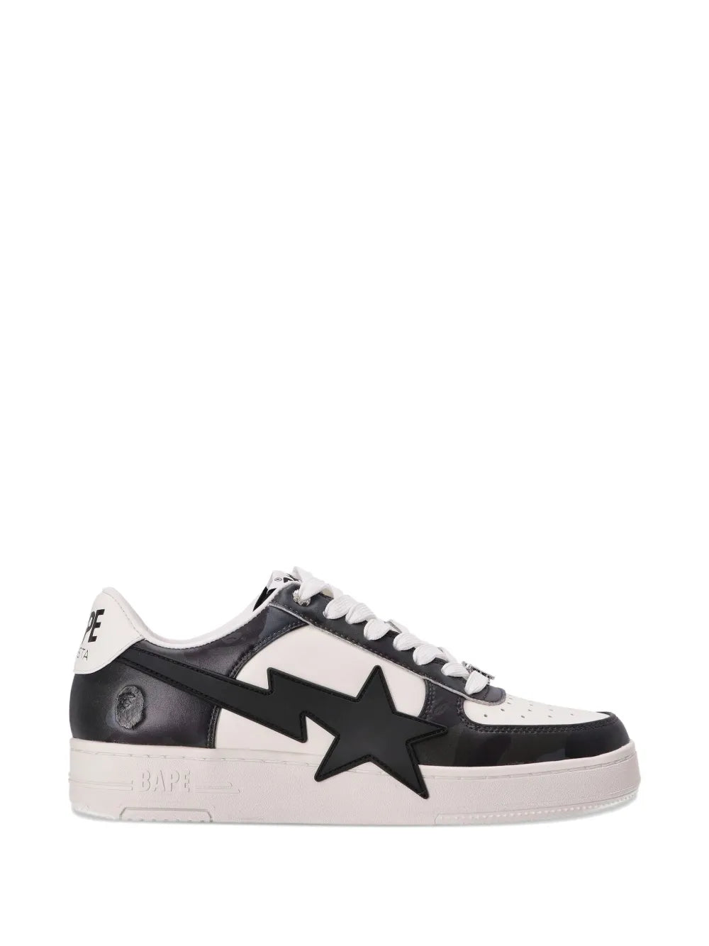 A Bathing Ape?Sta Logo-Patch Sneakers — Black — Size US M 3.5 - US W 5 — Back View
