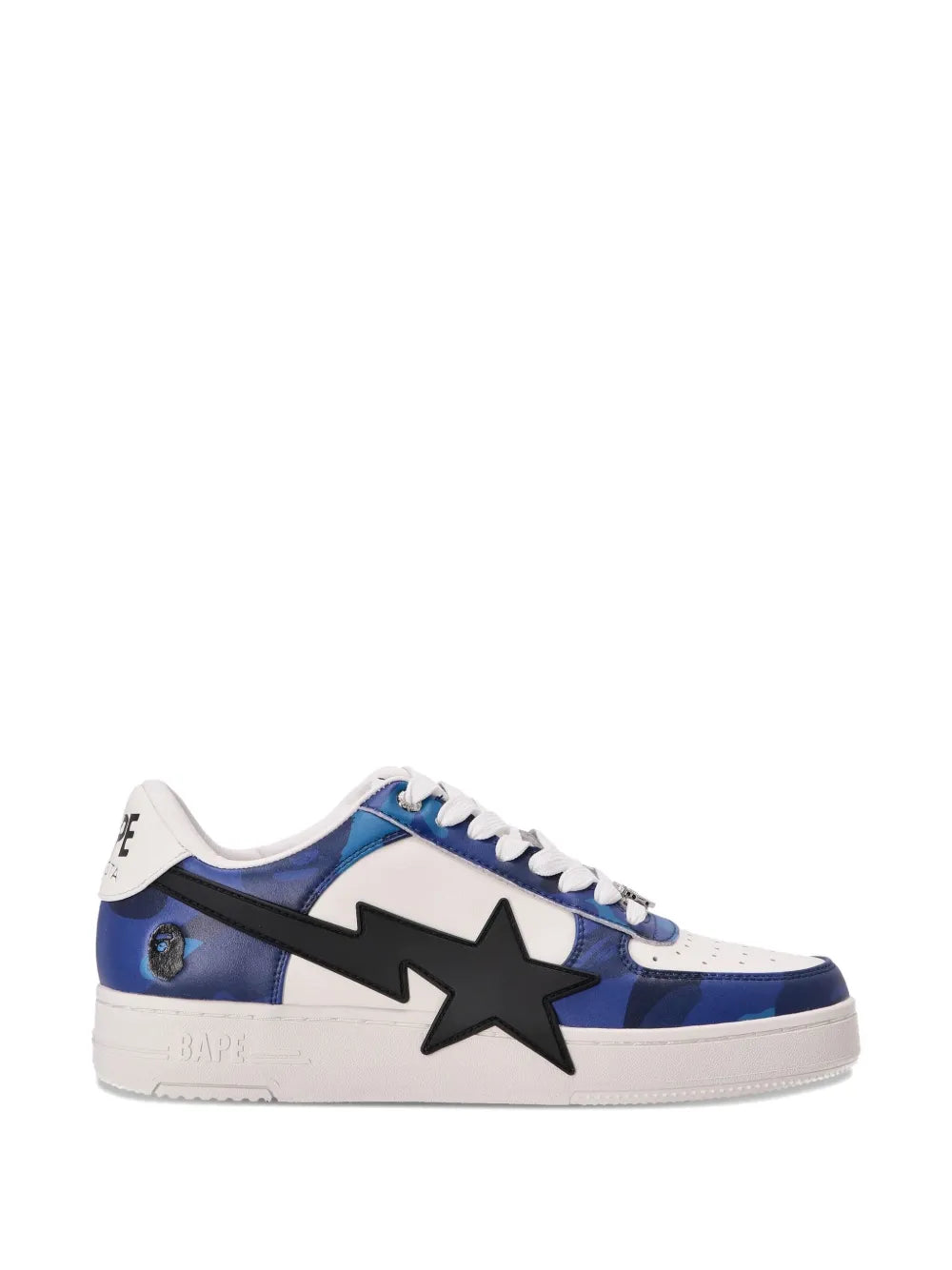 A Bathing Ape?Sta Logo-Patch Low-Top Sneakers — Blue — Size US M 3.5 - US W 5 — Back View