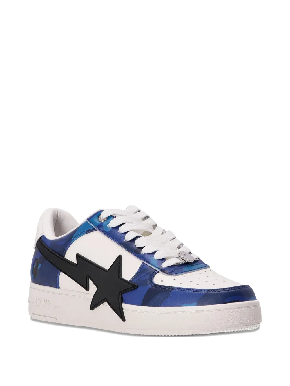 A Bathing Ape?Sta Logo-Patch Low-Top Sneakers — Blue — Size US M 3.5 - US W 5 — Side View