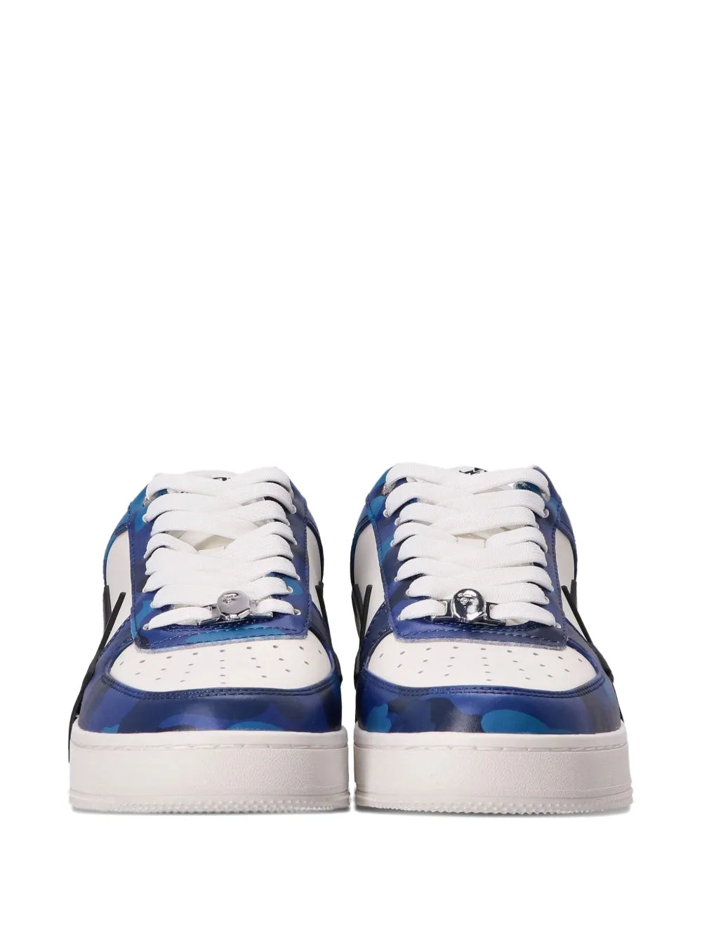 A Bathing Ape?Sta Logo-Patch Low-Top Sneakers — Blue — Size US M 3.5 - US W 5 — Top View
