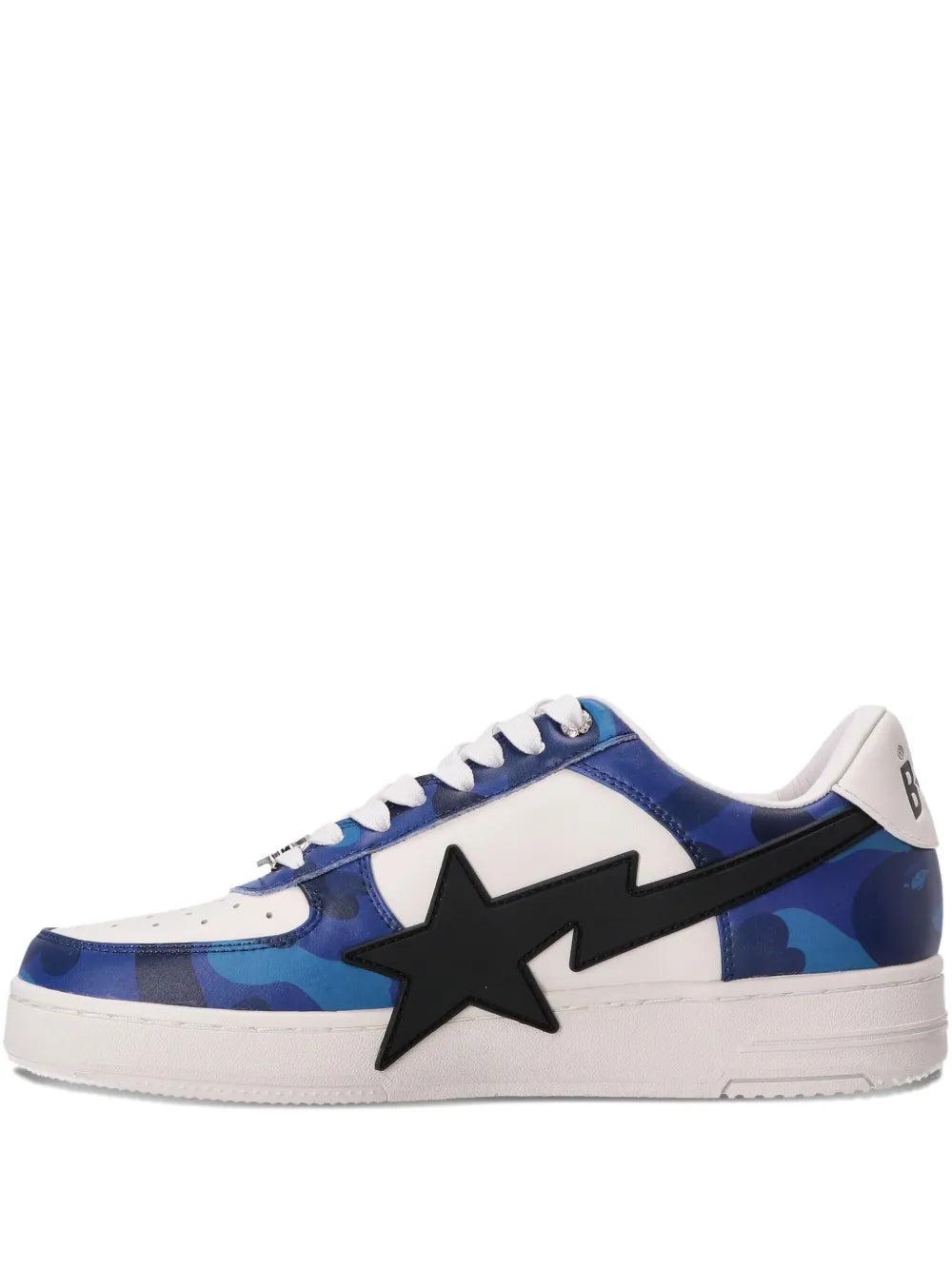A Bathing Ape?Sta Logo-Patch Low-Top Sneakers — Blue — Size US M 3.5 - US W 5 — Front View