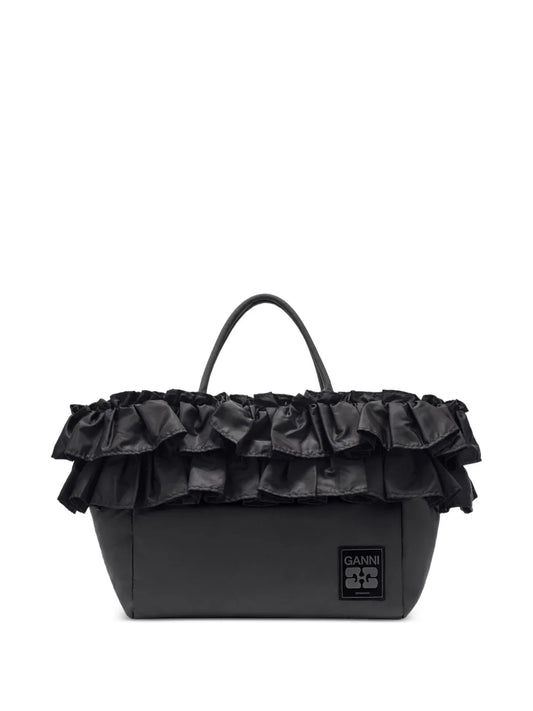 Ganni Ruffled Detail Shoulder Bag — Same as shown — Size One Size — Front View