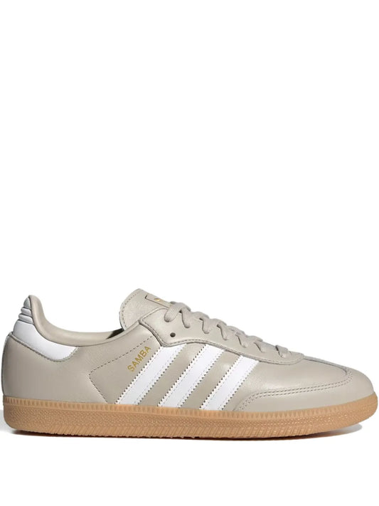 adidas Samba Leather Sneakers — Beige — Size US M 11.5 - US W 13 — Front View