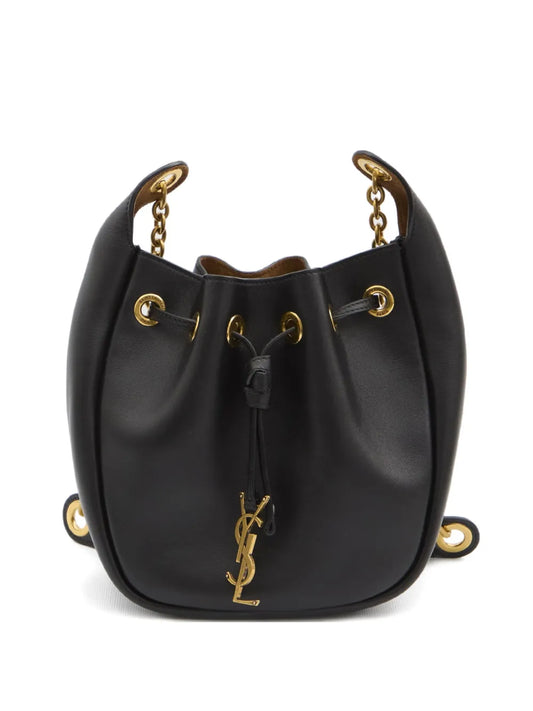 Saint Laurent Cassandre Drawstring Leather Shoulder Bag — Same as shown — Size One Size — Front View