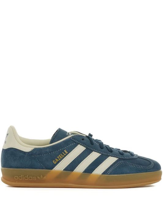 adidas Gazelle Indoor Three-Stripe Sneakers — Dark Blue — Size US M 6 - US W 7.5 — Front View