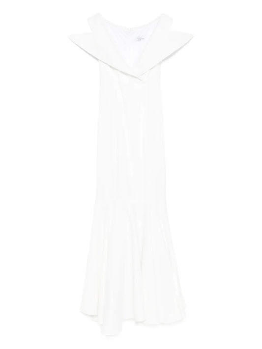 Vestiaire Dun Oiseau Libre Off The Shoulder Dress — White/ Red — Size XS — Front View