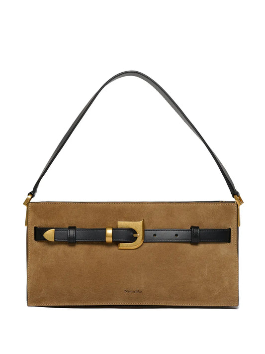 Nanushka Mini Harmonica Buckle Detail Leather Shoulder — Same as shown — Size One Size — Front View