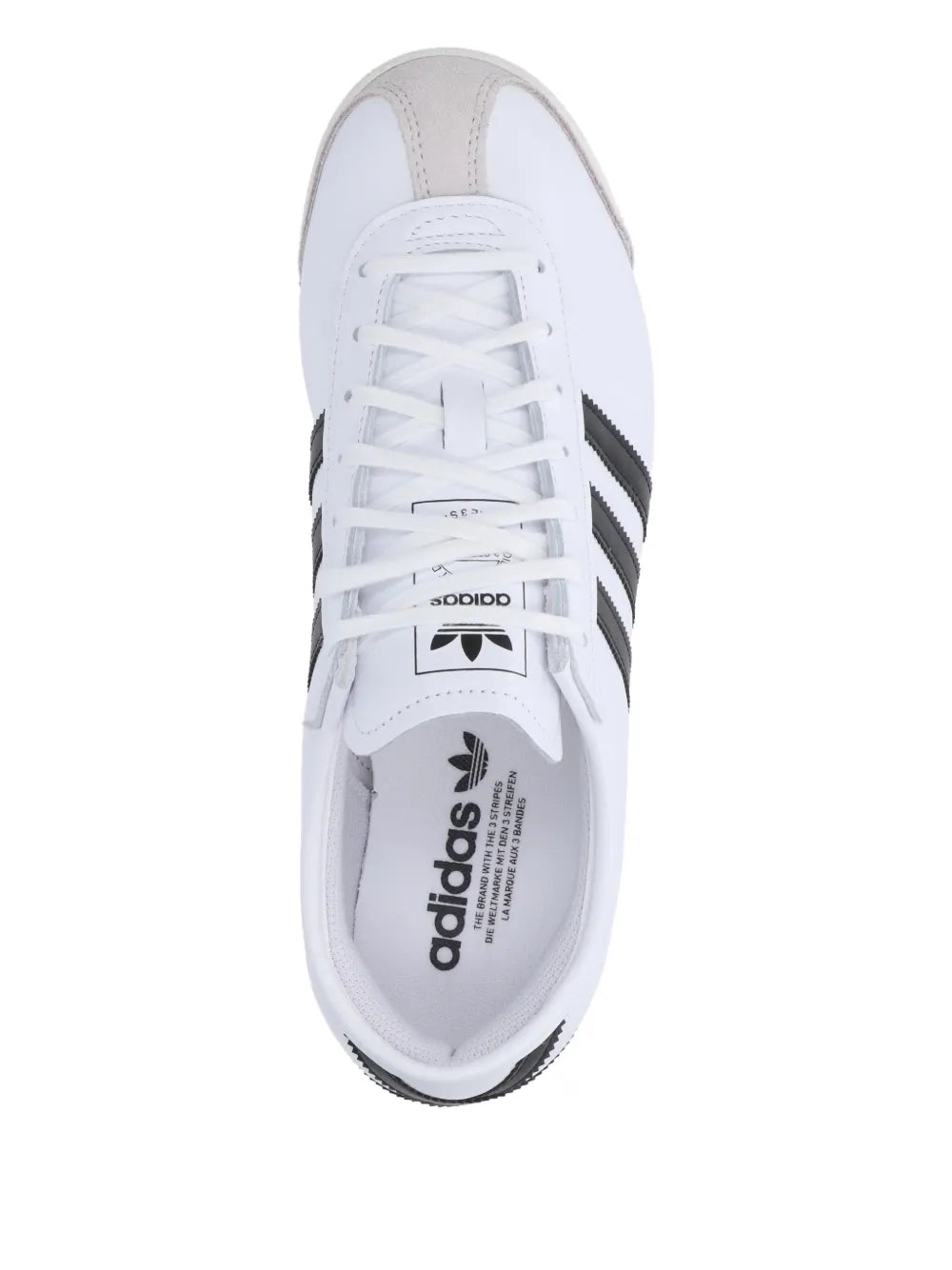adidas 70S Italian Three-Stripe Leather Sneakers — White — Size US M 10 - US W 11.5 — Back View