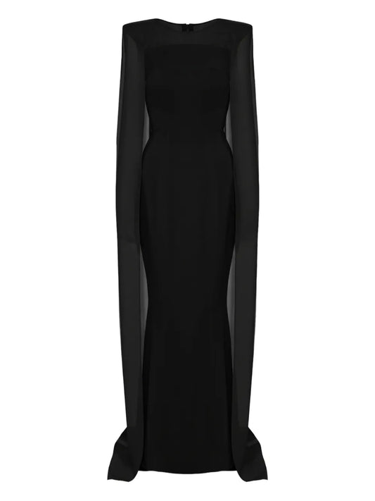 Vestiaire Dun Oiseau Libre Cape Maxi Dress — Black — Size XS — Front View