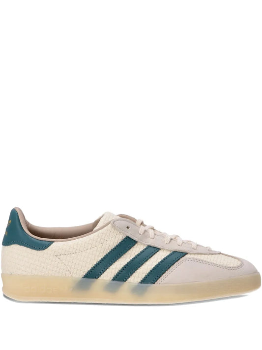 adidas Gazelle Three-Stripe Textured Sneakers — Off-White — Size US M 8.5 - US W 10 — Front View