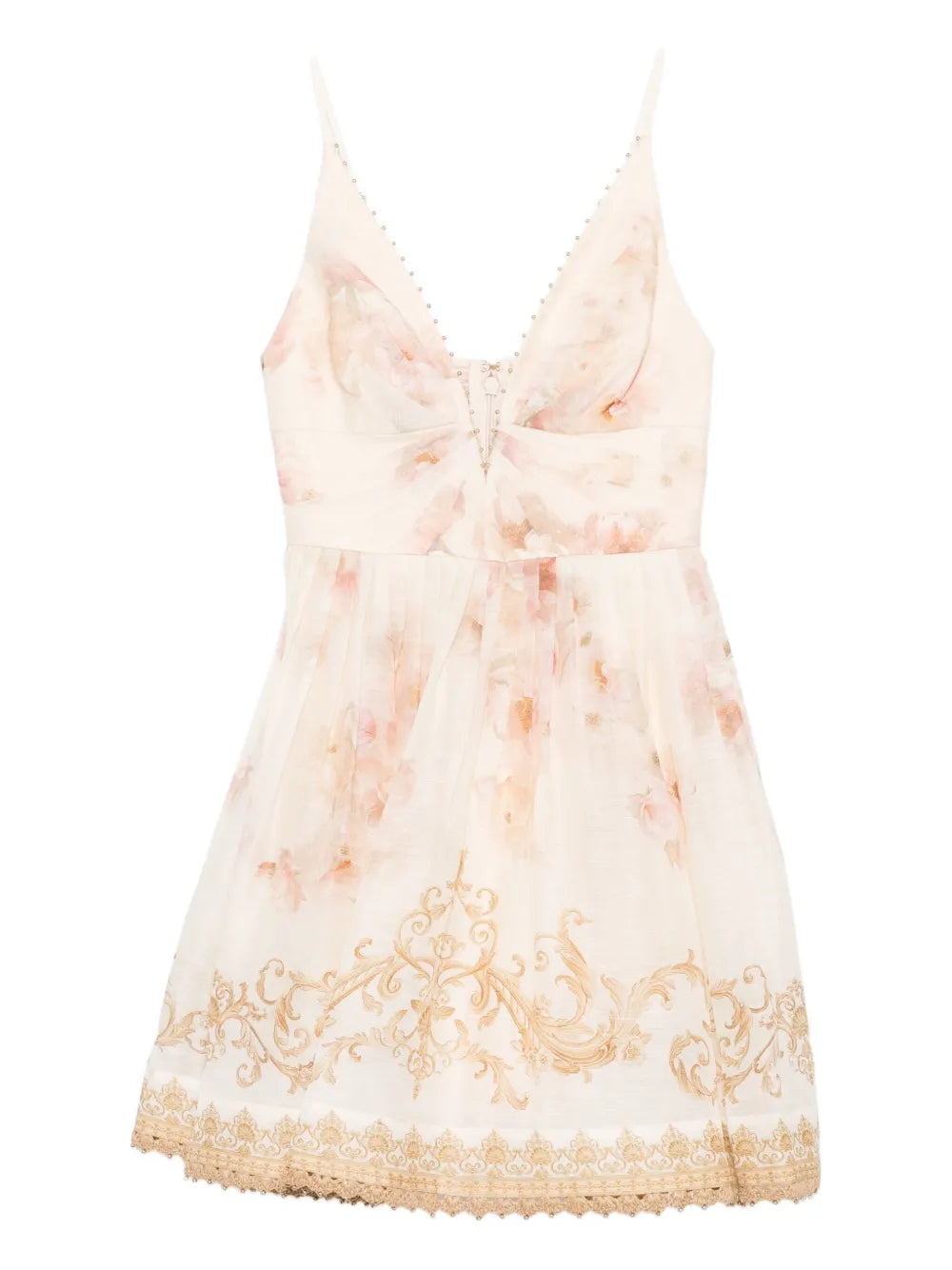 Zimmermann Hypnotic Trimmed Mini Dress — Cream — Size XS — Front View