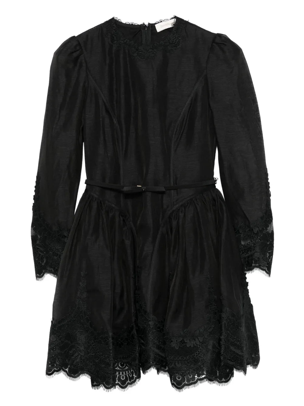 Zimmermann Lace Trimmed Mini Dress — Black/ Red — Size XS — Front View