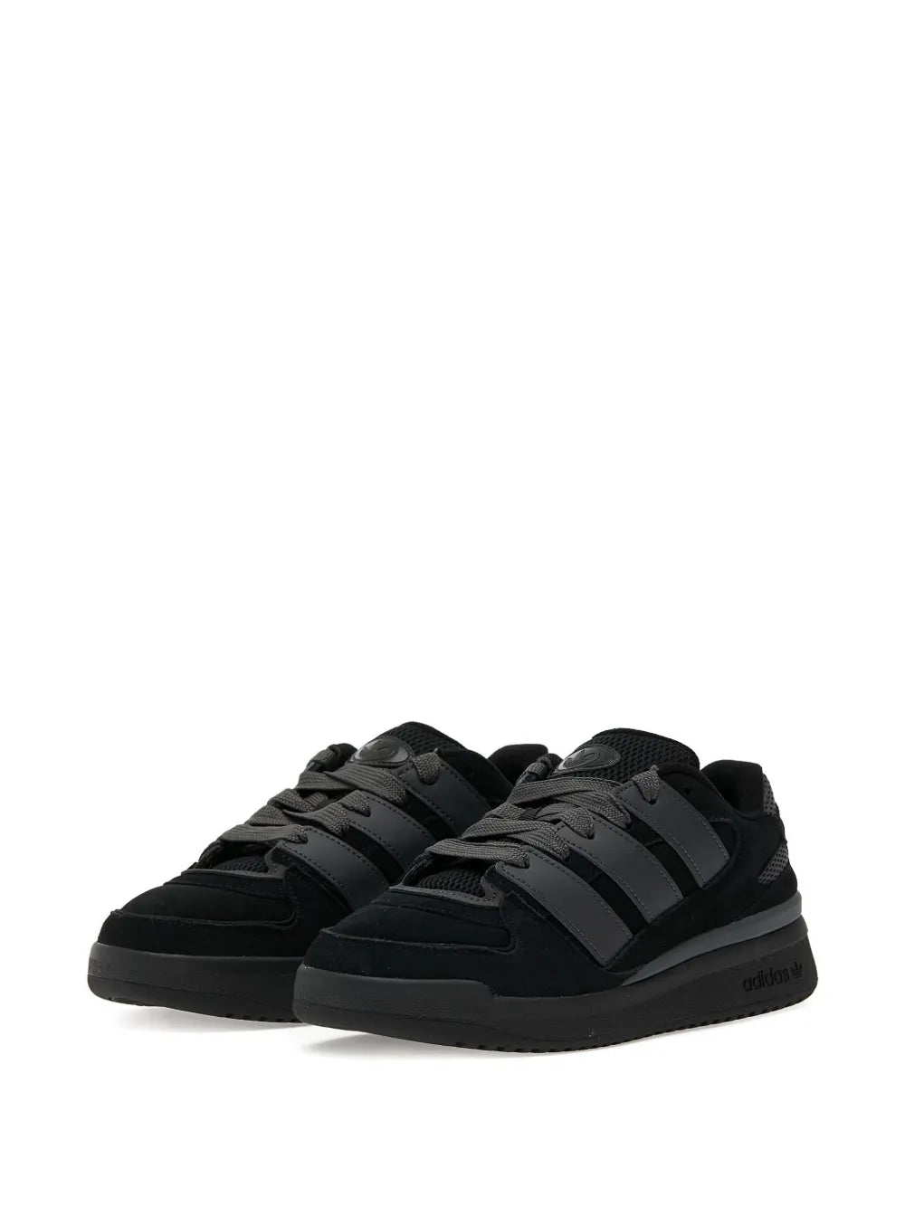 adidas Forum 2000 Three-Stripe Suede Sneakers — Black — Size US M 8.5 - US W 10 — Side View