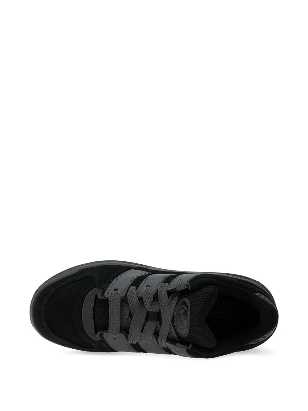 adidas Forum 2000 Three-Stripe Suede Sneakers — Black — Size US M 8.5 - US W 10 — Top View