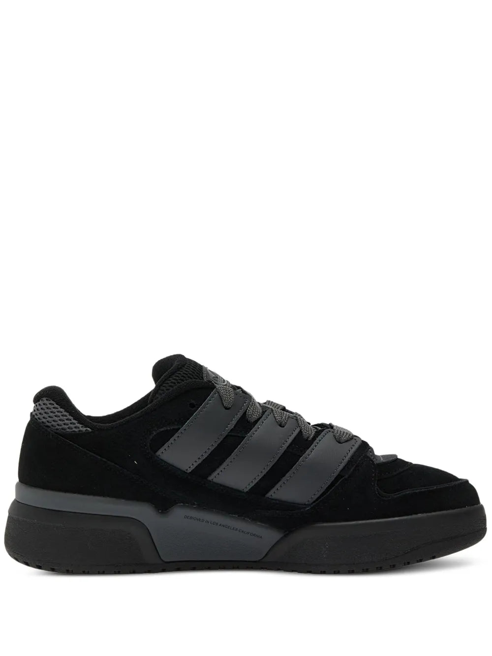 adidas Forum 2000 Three-Stripe Suede Sneakers — Black — Size US M 8.5 - US W 10 — Front View