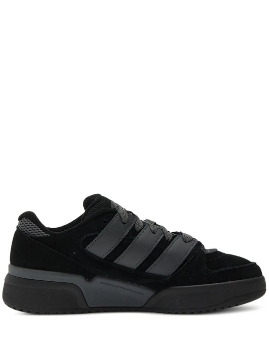 adidas Forum 2000 Three-Stripe Suede Sneakers — Black — Size US M 8.5 - US W 10 — Front View