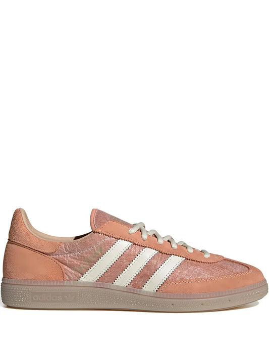 adidas Handball Spezial Three-Stripe Suede Sneakers — Orange — Size US M 9 - US W 10.5 — Front View