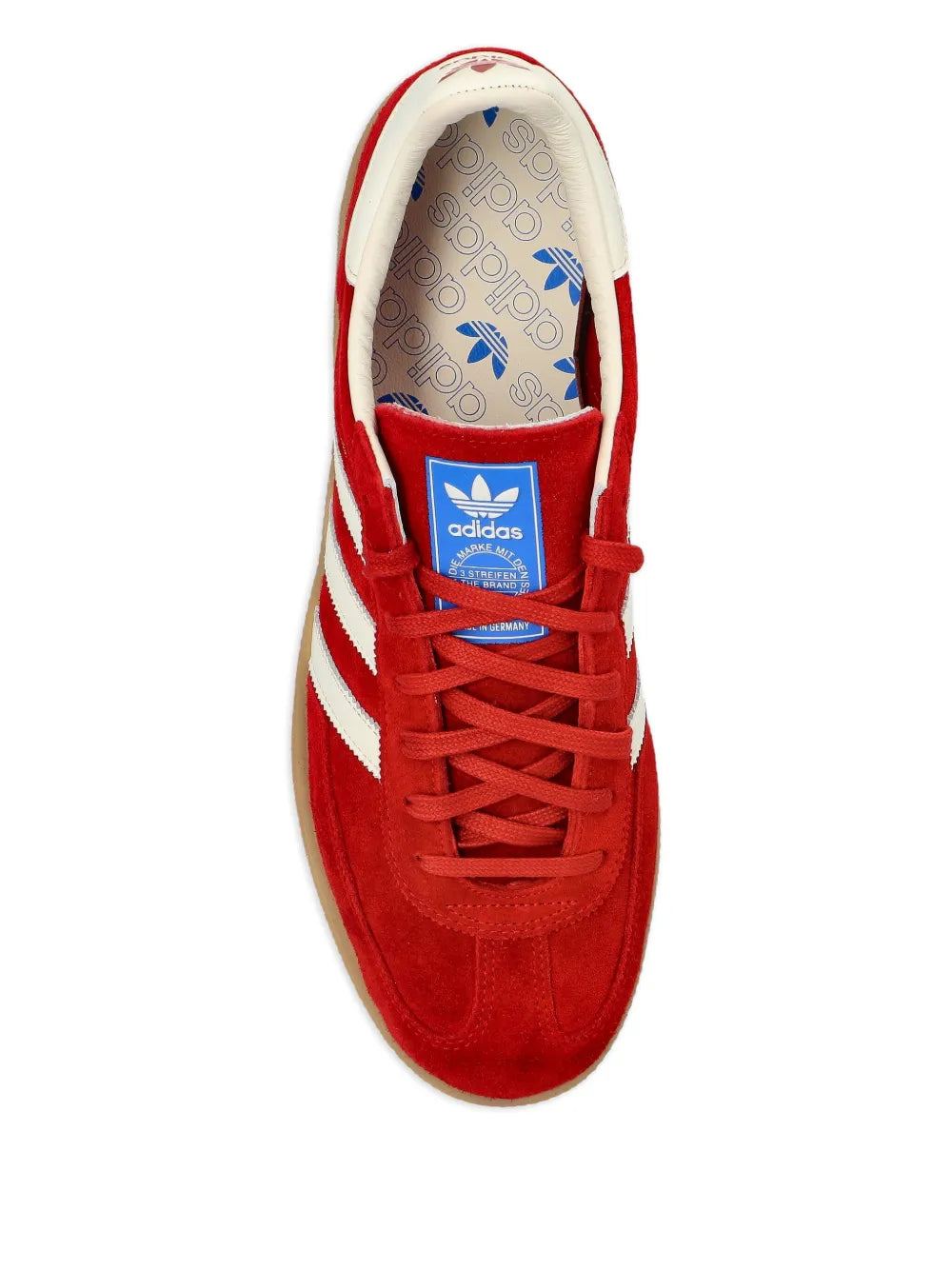 adidas Spezial Three-Stripe Suede Sneakers — Red — Size US M 8 - US W 9.5 — Back View