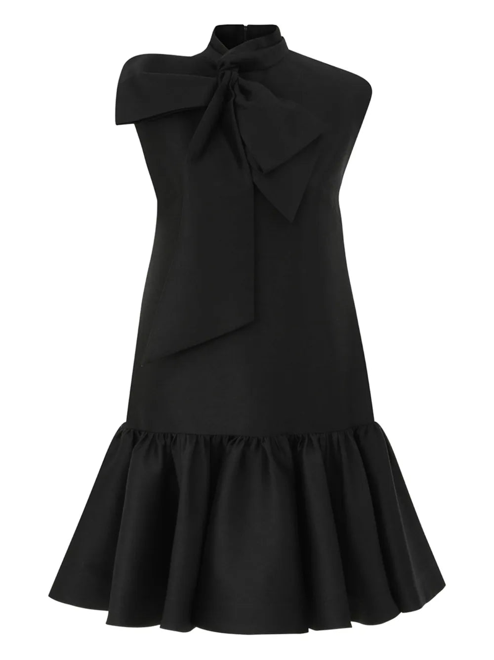 Zimmermann Tie Neck Flared Mini Dress — Black/ Red — Size XS — Front View