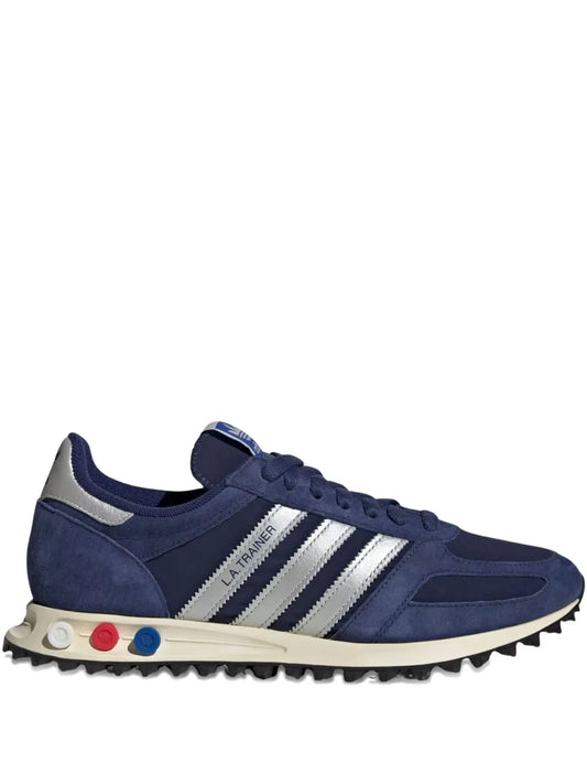 adidas La Trainer Leather Sneakers — Navy Blue — Size US M 10 - US W 11.5 — Front View