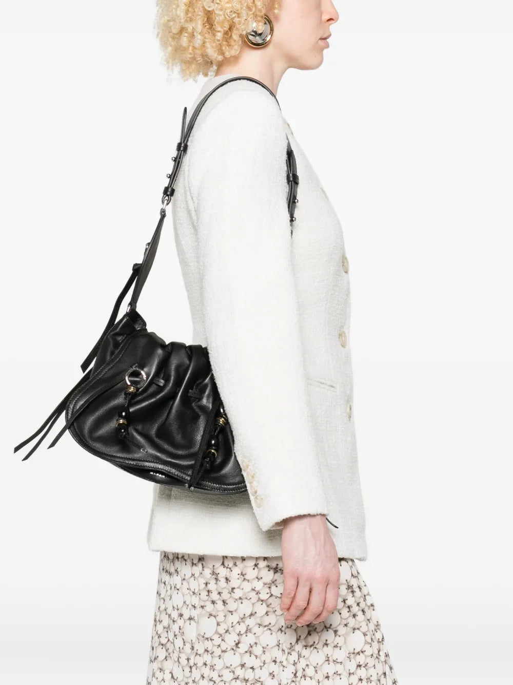 Isabel Marant Pleated Detail Drawstring Shoulder Bag — Same as shown — Size One Size — Side View