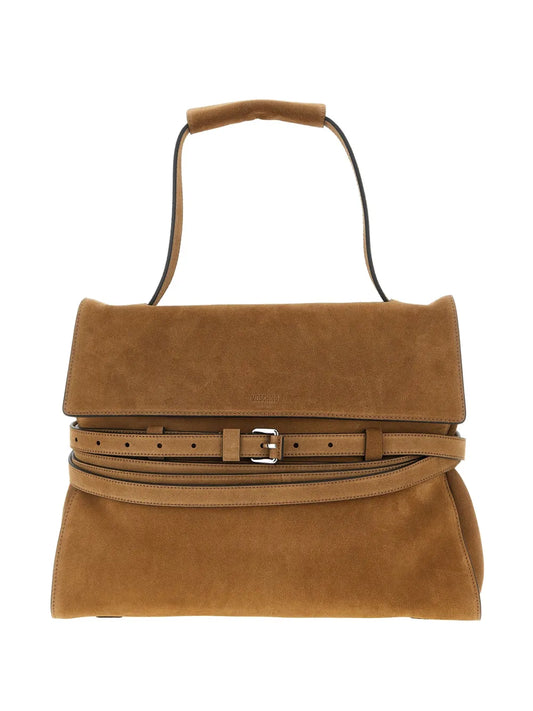 Moschino Medium Tie Me Belt Detail Suede Shoulder Bag — Same as shown — Size One Size — Front View