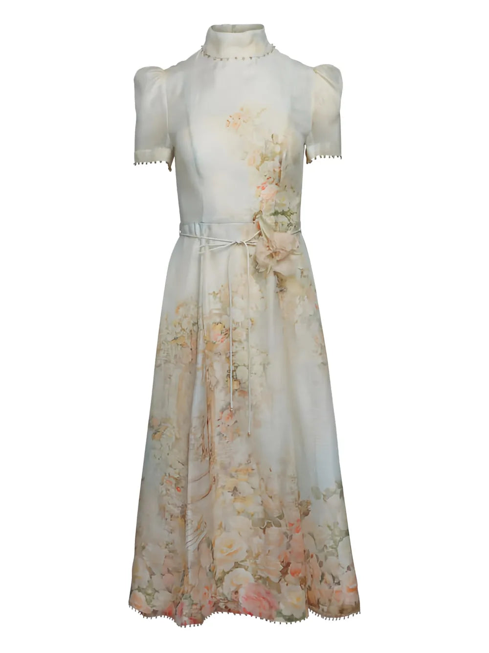Zimmermann Memento Floral Print Midi Dress — White — Size XS — Front View