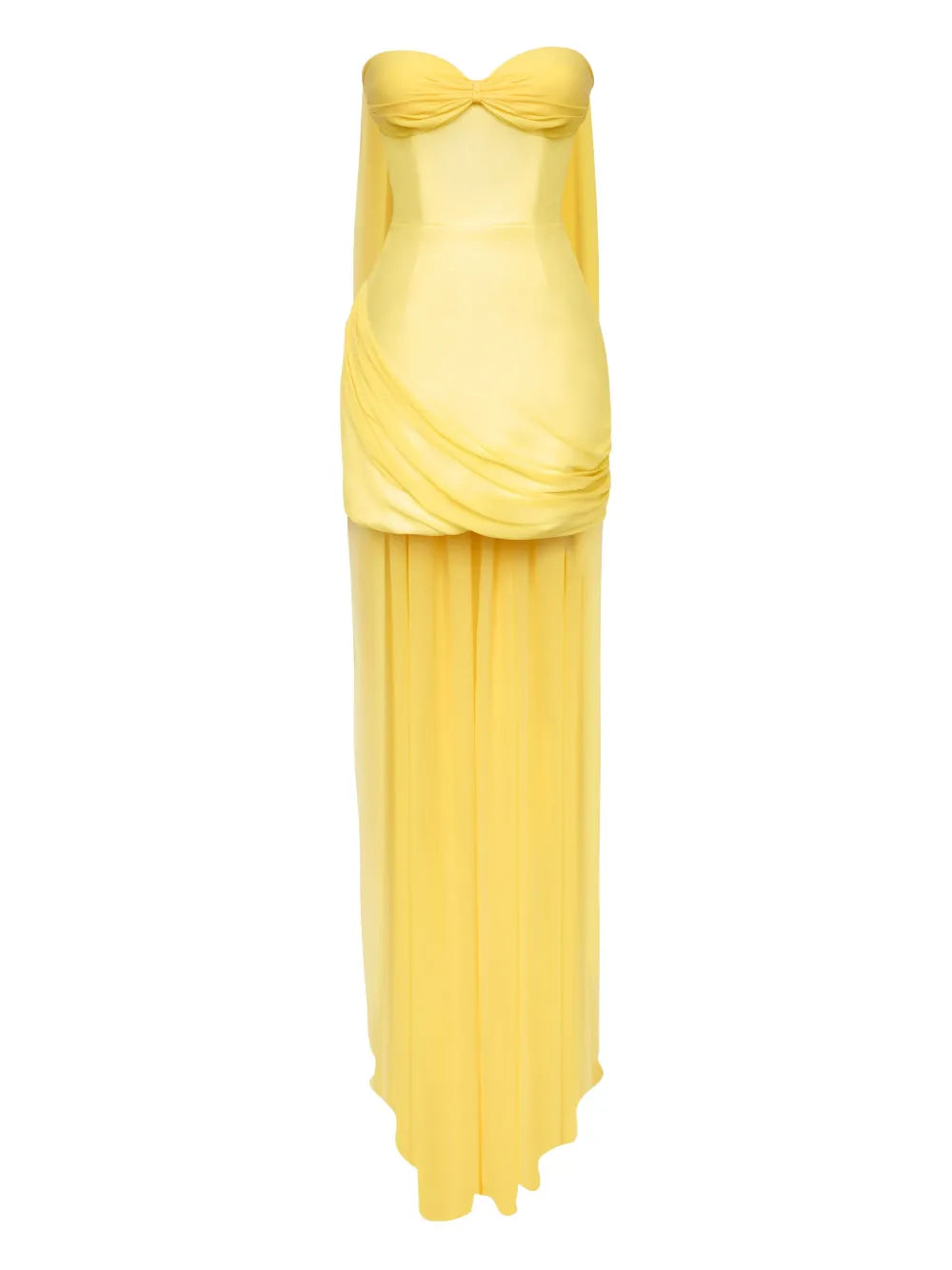 Post Meridiem Corset Train Mini Dress — Yellow — Size XS — Front View