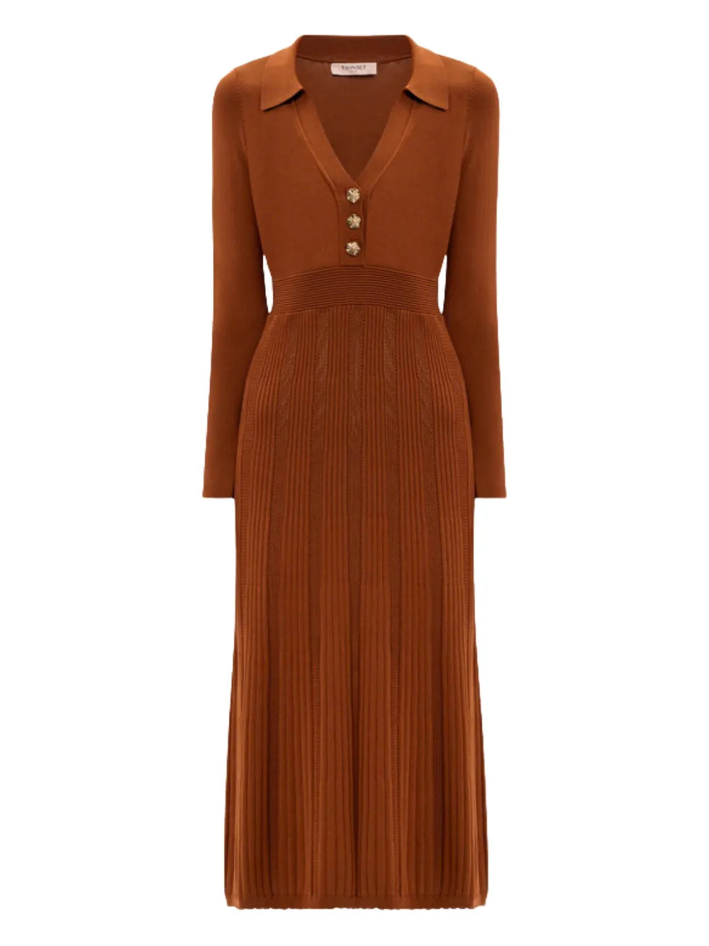Twinset Button Ribbed Midi Dress — Same as shown — Size S — Front View