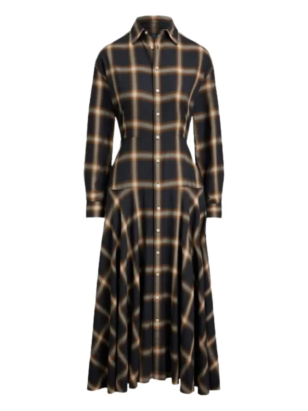 Polo Ralph Lauren Checked Shirt Dress — Blue/ Navy — Size S — Front View