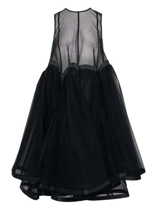 Noir Kei Ninomiya Tulle Layered Dress — Black/ Red — Size XS — Front View