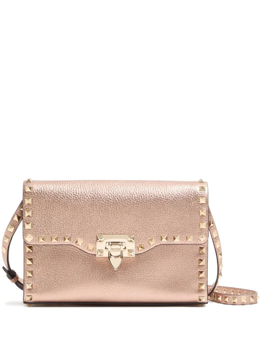 Valentino Garavani Small Rockstud Grainy Leather Crossbody Bag — Same as shown — Size One Size — Front View
