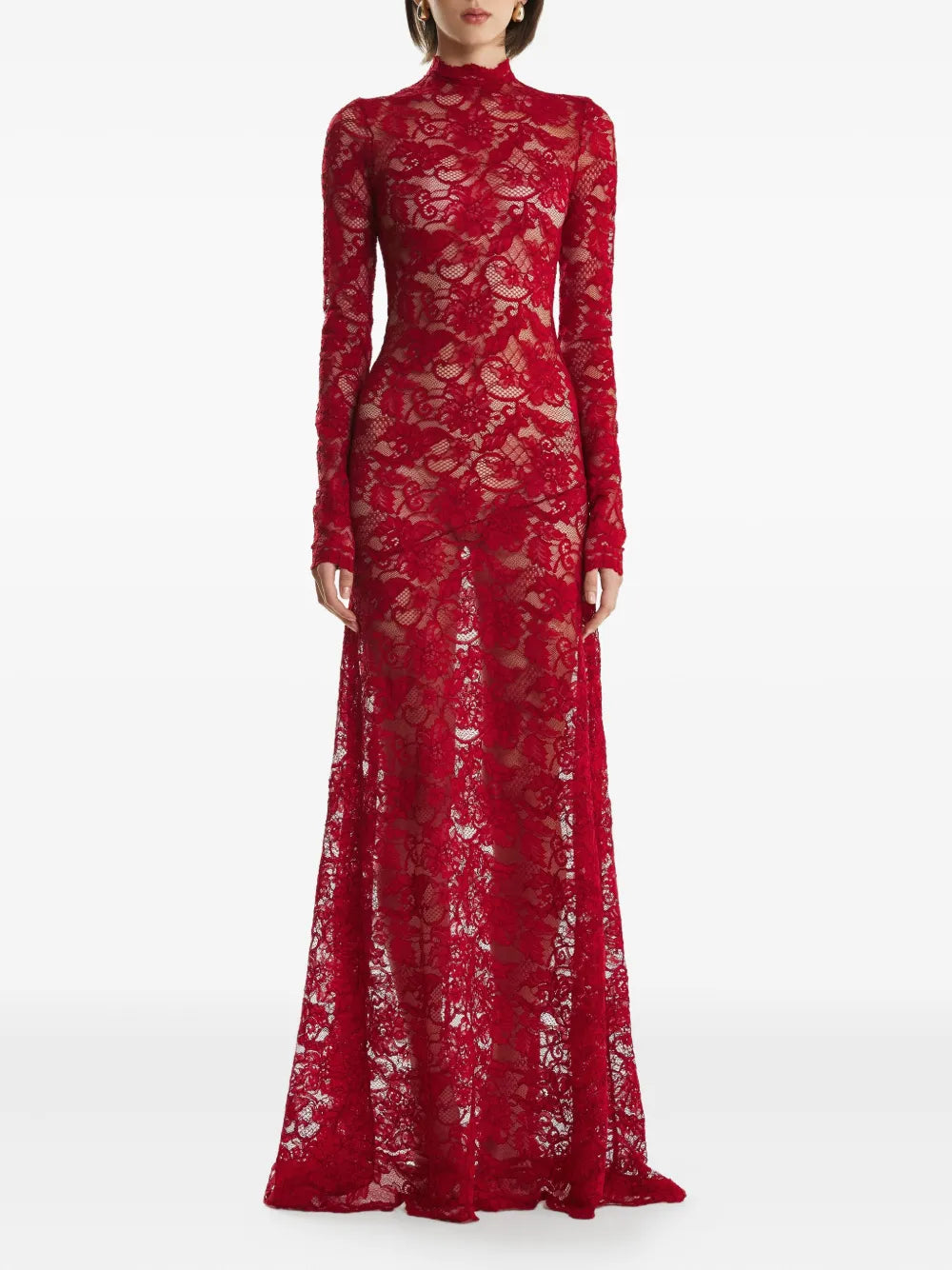 2310 Studio High Neck Maxi Dress — Red — Size XS — Front View