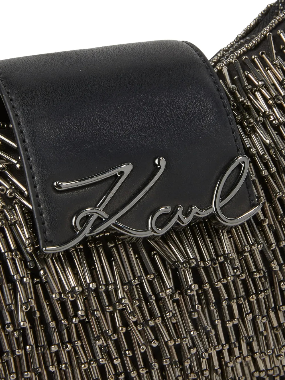 Karl Lagerfeld Signature Beaded Shoulder Bag — Same as shown — Size One Size — Detail View