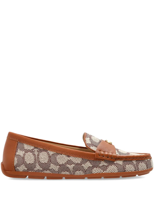 Coach Logo-Jacquard Loafers — Brown — Size US M 3.5 - US W 5 — Front View