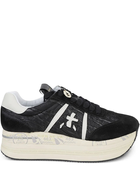 Premiata Platform Logo-Detail — Black — Size US M 3.5 - US W 5 — Front View