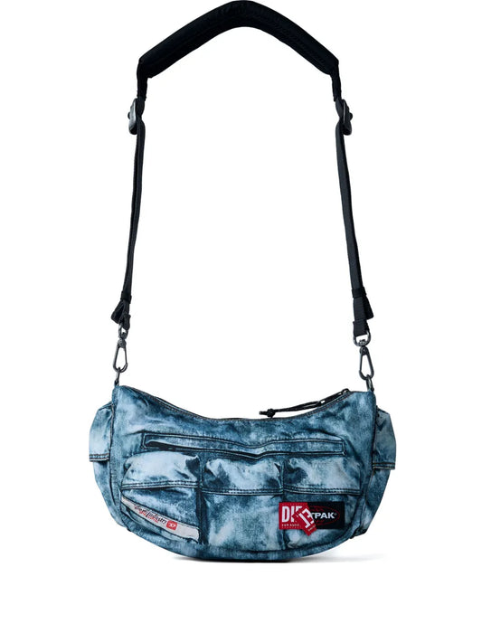 Diesel Logo Patch Denim Effect Shoulder Bag — Same as shown — Size One Size — Front View