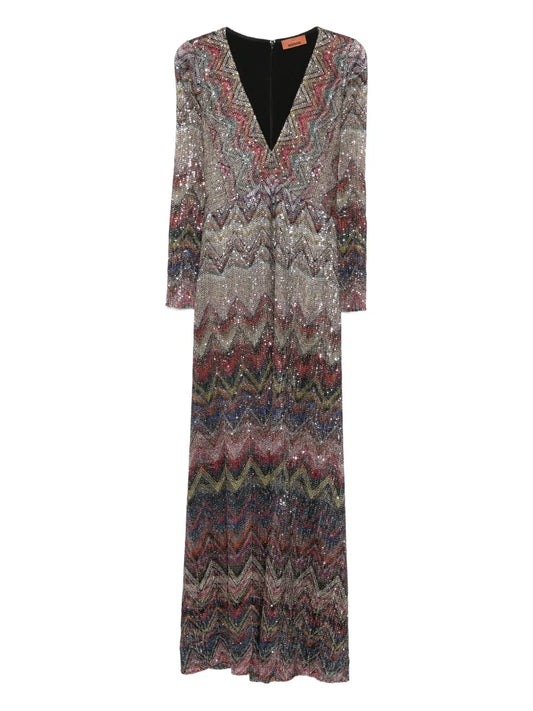 Missoni Zigzag Woven Midi Dress — Same as shown — Size XS — Front View