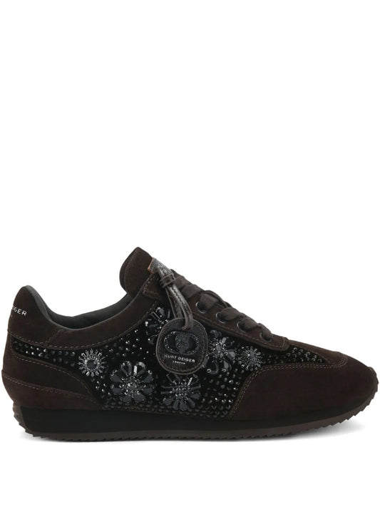 Kurt Geiger London Chelsea Jewel Tag — Dark Brown — Size US M 3.5 - US W 5 — Front View