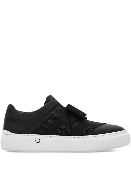 Ferragamo Bow Gancio Slip-On — Black — Size US M 3.5 - US W 5 — Front View