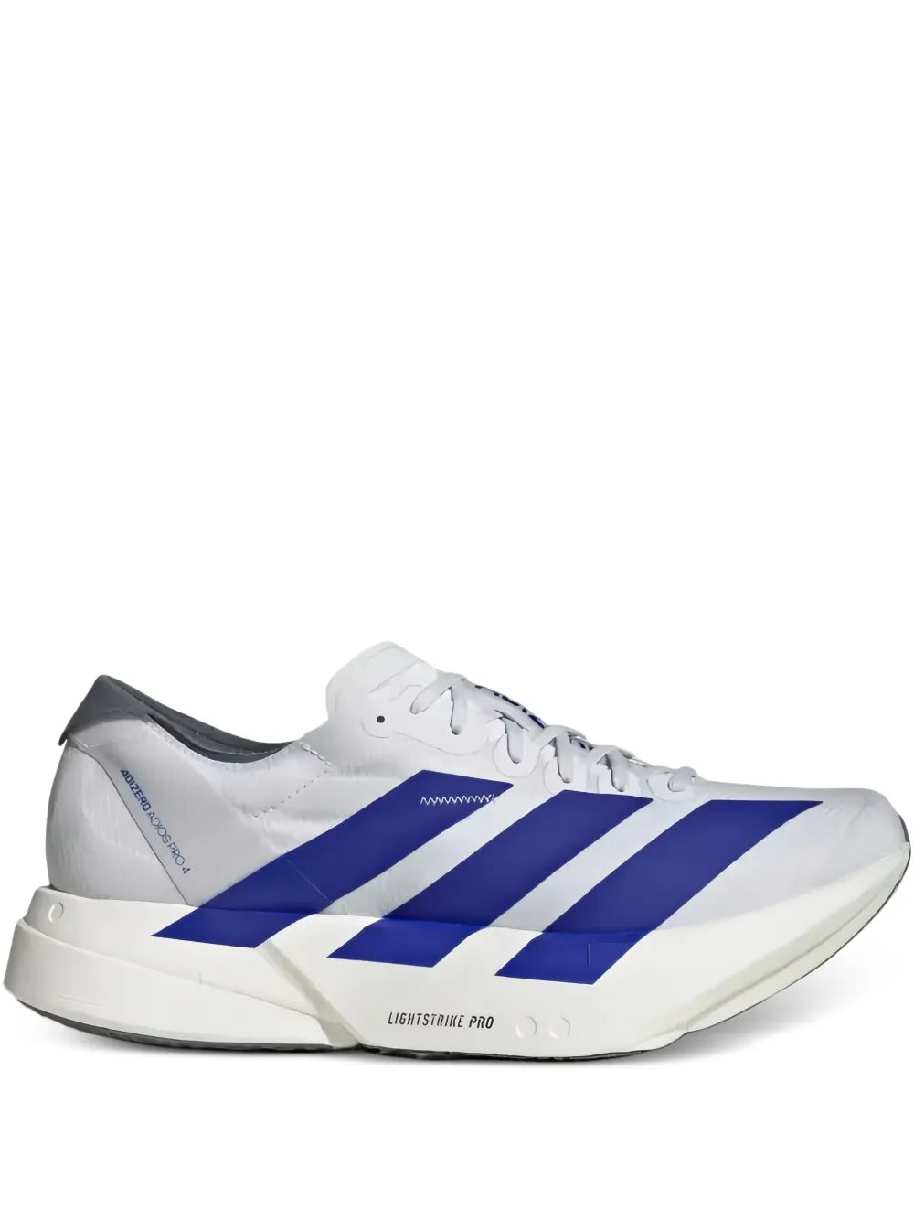 adidas Adizero Adios Pro 4 Lucid Blue Sneakers — Blue/White — Size US M 4.5 - US W 6 — Front View