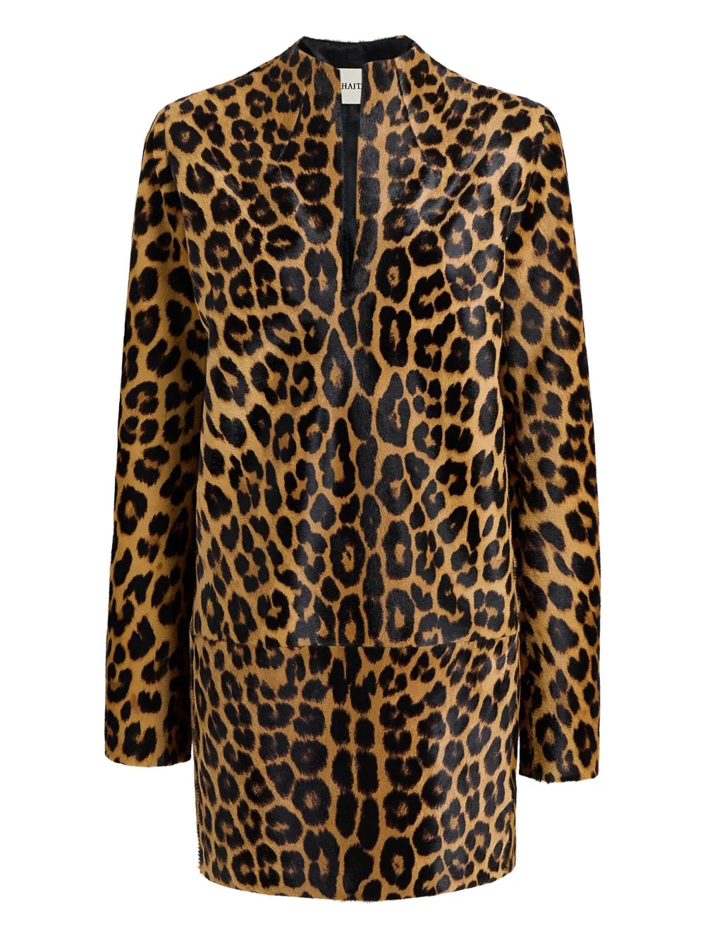 Khaite Leopard Print Mini Dress — Brown — Size S — Front View