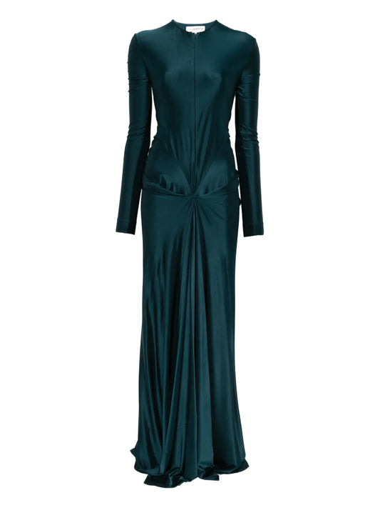 Victoria Beckham Cut Out Long Sleeve Maxi Dress — Blue — Size XS — Front View