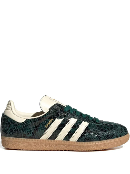 adidas Samba Cream White/Collegiate Green Sneakers — Dark Green — Size US M 8.5 - US W 10 — Front View