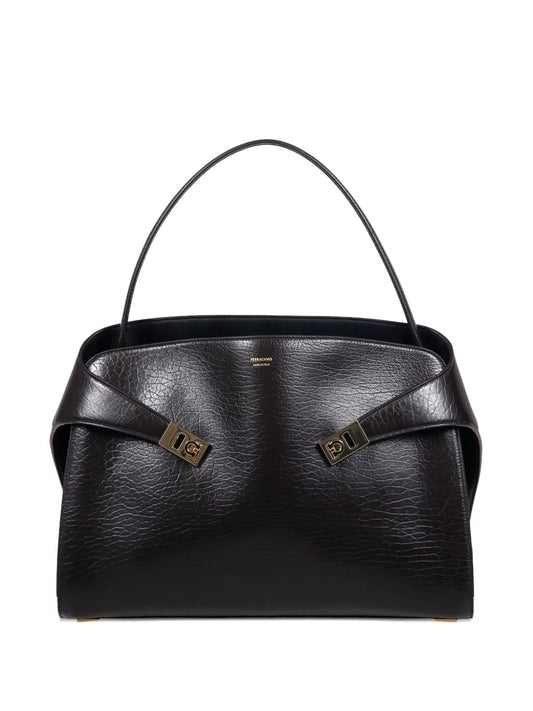 Ferragamo Buckled Leather Shoulder Bag — Same as shown — Size One Size — Front View