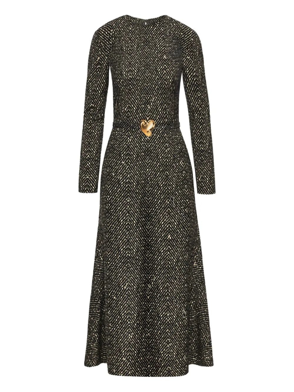 Oscar De La Renta Heart Belt Midi Dress — Black/ White — Size S — Front View