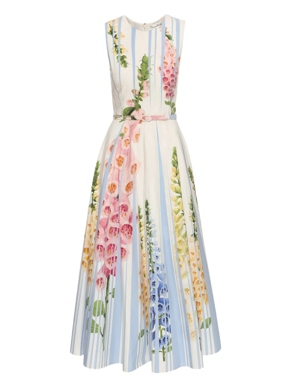 Oscar De La Renta Foxglove Trompe Loeil Dress — Blue — Size XS — Front View