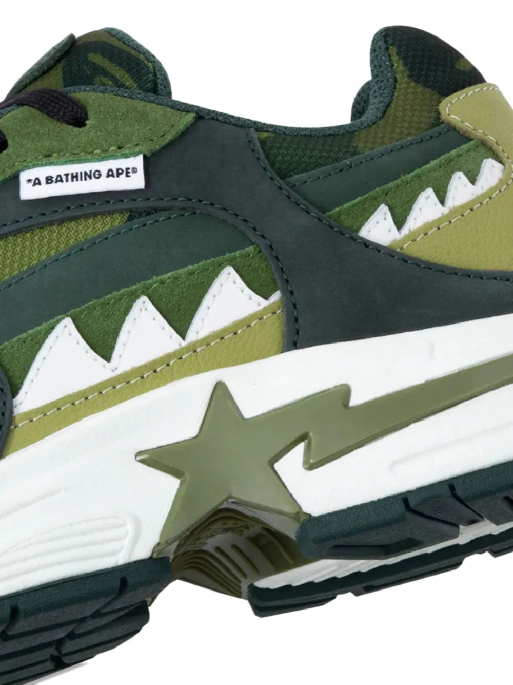 A Bathing Ape?Shark Sta Sneakers — Green — Size US M 3.5 - US W 5 — Top View