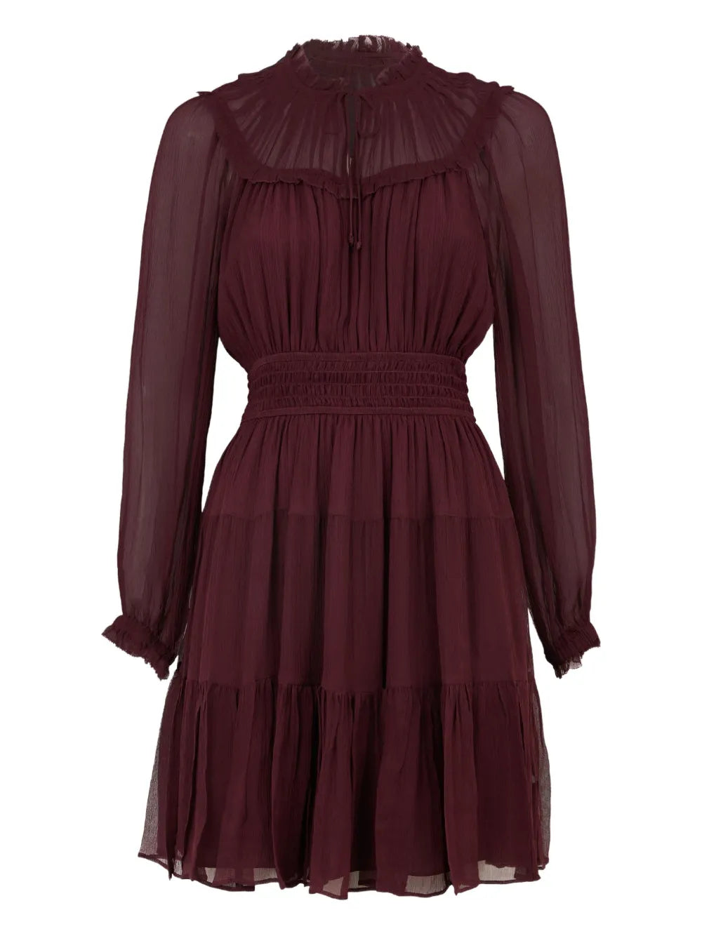 Ulla Johnson Ava Silk Mini Dress — Brown/ Red — Size S — Front View