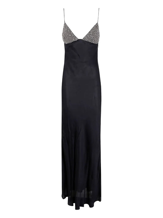 Twinset Embellished Sleeveless Dress — Black — Size XS — Front View